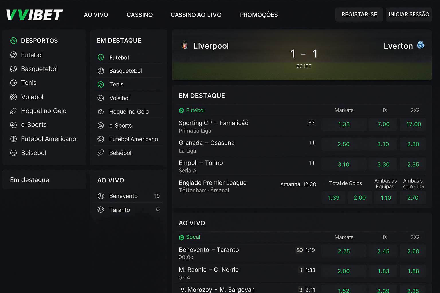 Aposte em apostas esportivas no cassino online VVIBET